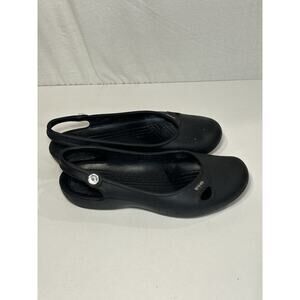 Crocs Black Rhinestone Olivia Slingback Flats Size 9 Sandals Slip On